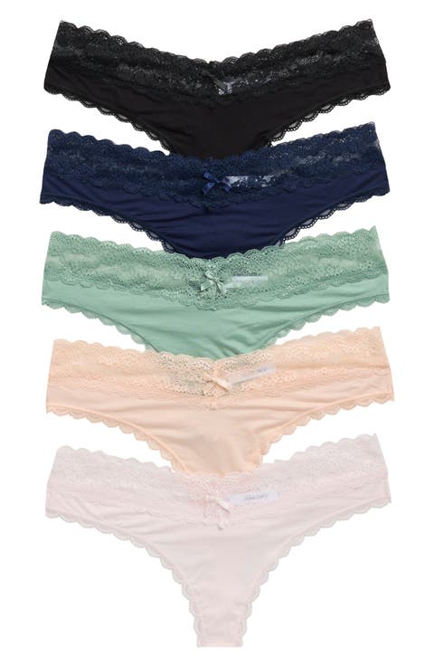 Ahna Lace Trim Thong - Pack of 5