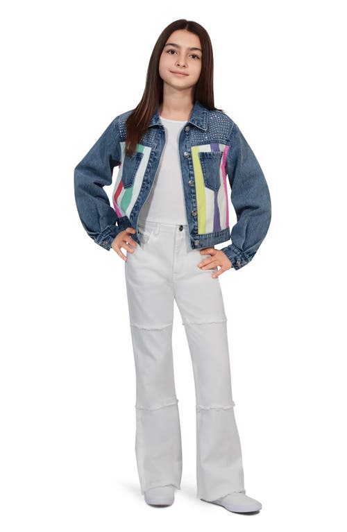 Truce Kids' Studs & Stripes Denim Jacket In Blue