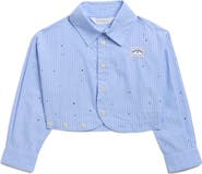 Palm Angels Kids' Over Rhinestone Button-Up Shirt