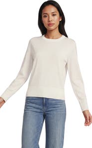 Lands' End Double Trim Cotton Crew Neck Sweater