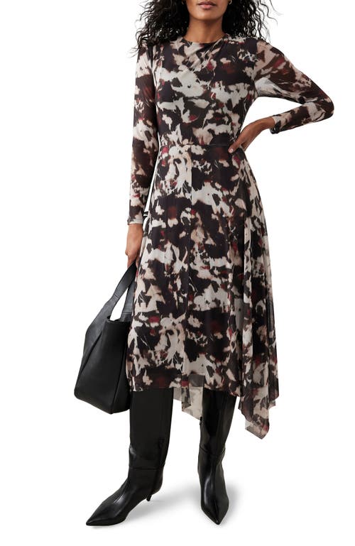 Mint Velvet Abstract Printed Midi Dress In Black