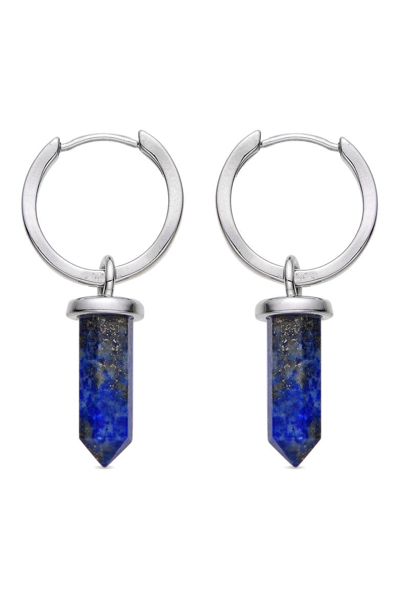 Quartz Huggie Hoop Earrings, Alternate, color, SILVER/BLUE