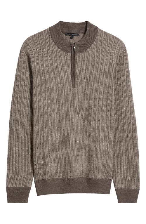 Robert Barakett Grant Merino Wool Quarter Zip Sweater In Brown