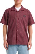 Quiksilver Liquid Metal Plaid Cotton Blend Camp Shirt