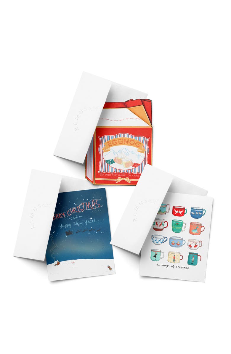 Ramus & Co Eggnog, Slay Wishes, 12 Mugs of Christmas Winter/Holiday/Christmas Greeting Card Pack Sets, Main, color, Multi-Pack