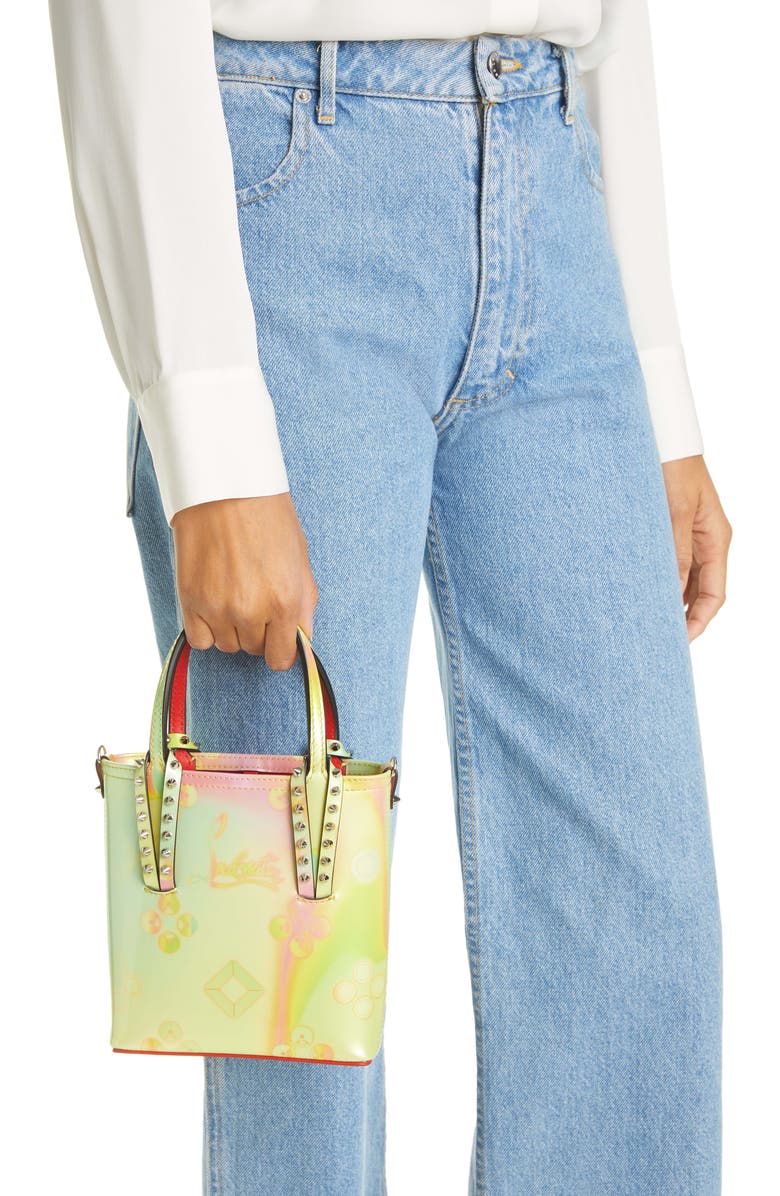 Christian Louboutin Mini Cabata Print Leather Tote, Alternate, color,