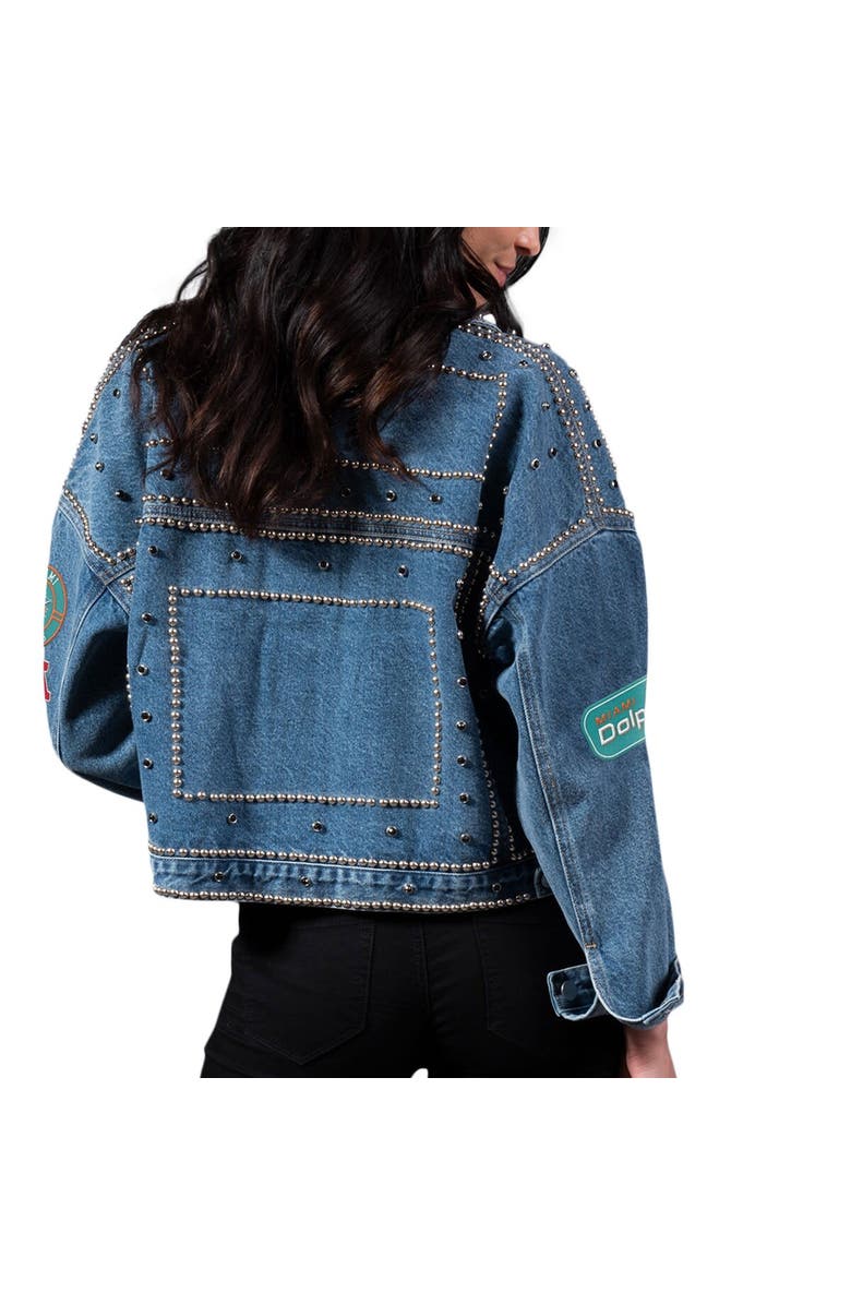 G-III 4HER BY CARL BANKS Women's G-III 4Her by Carl Banks Miami Dolphins First Finish Medium Denim Full-Button Jacket, Alternate, color, 