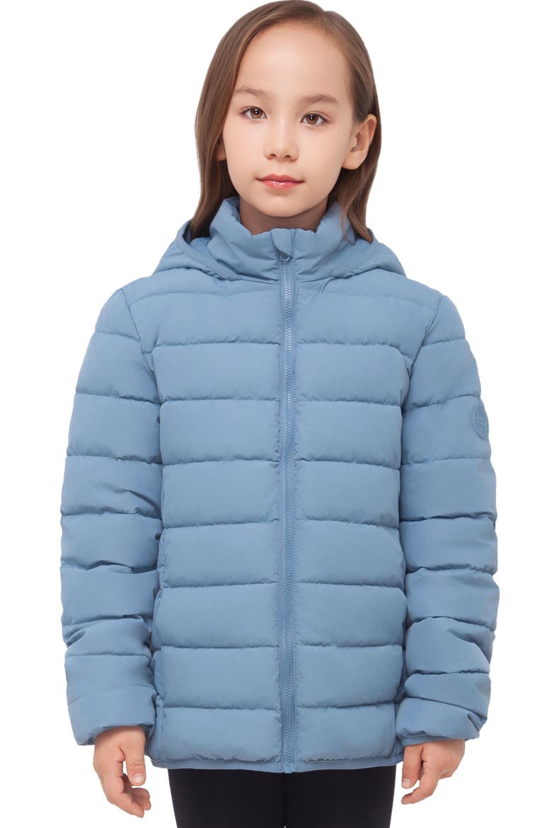 Kids' Fiona Lightweight Hooded Puffer Jacket, Main, color, Blue Fog