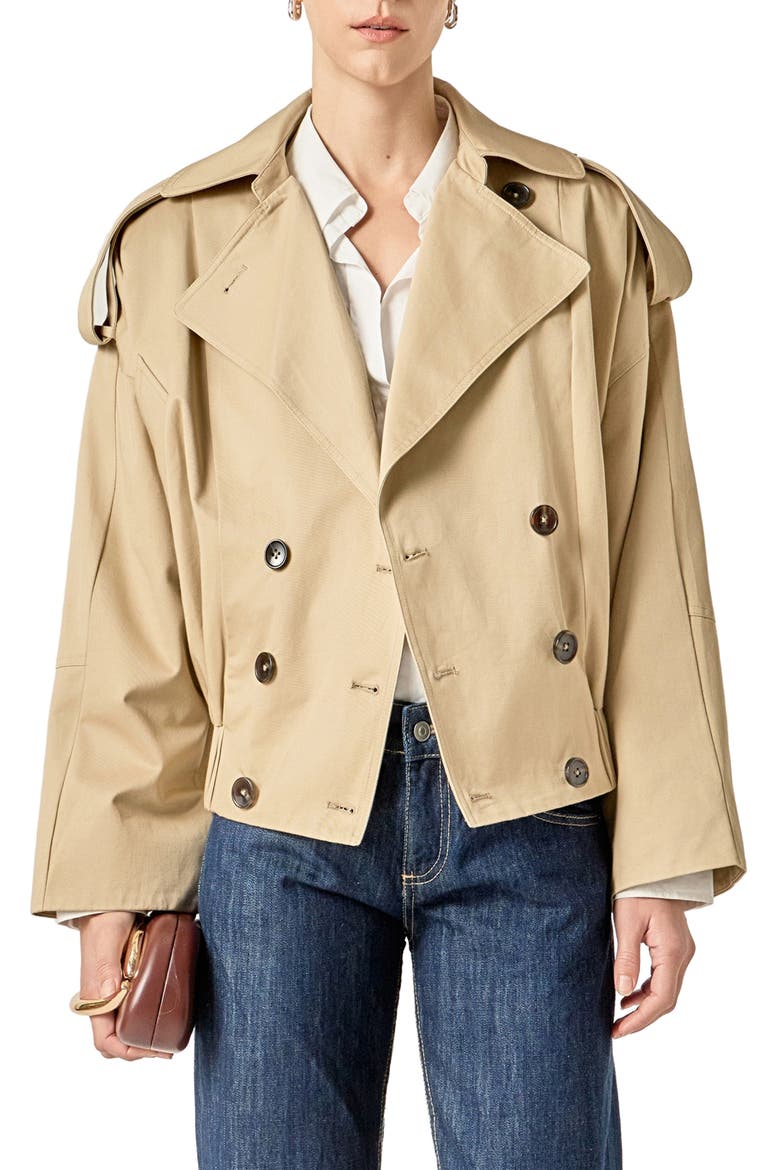 Double Breasted Trench Coat, Main, color, BEIGE