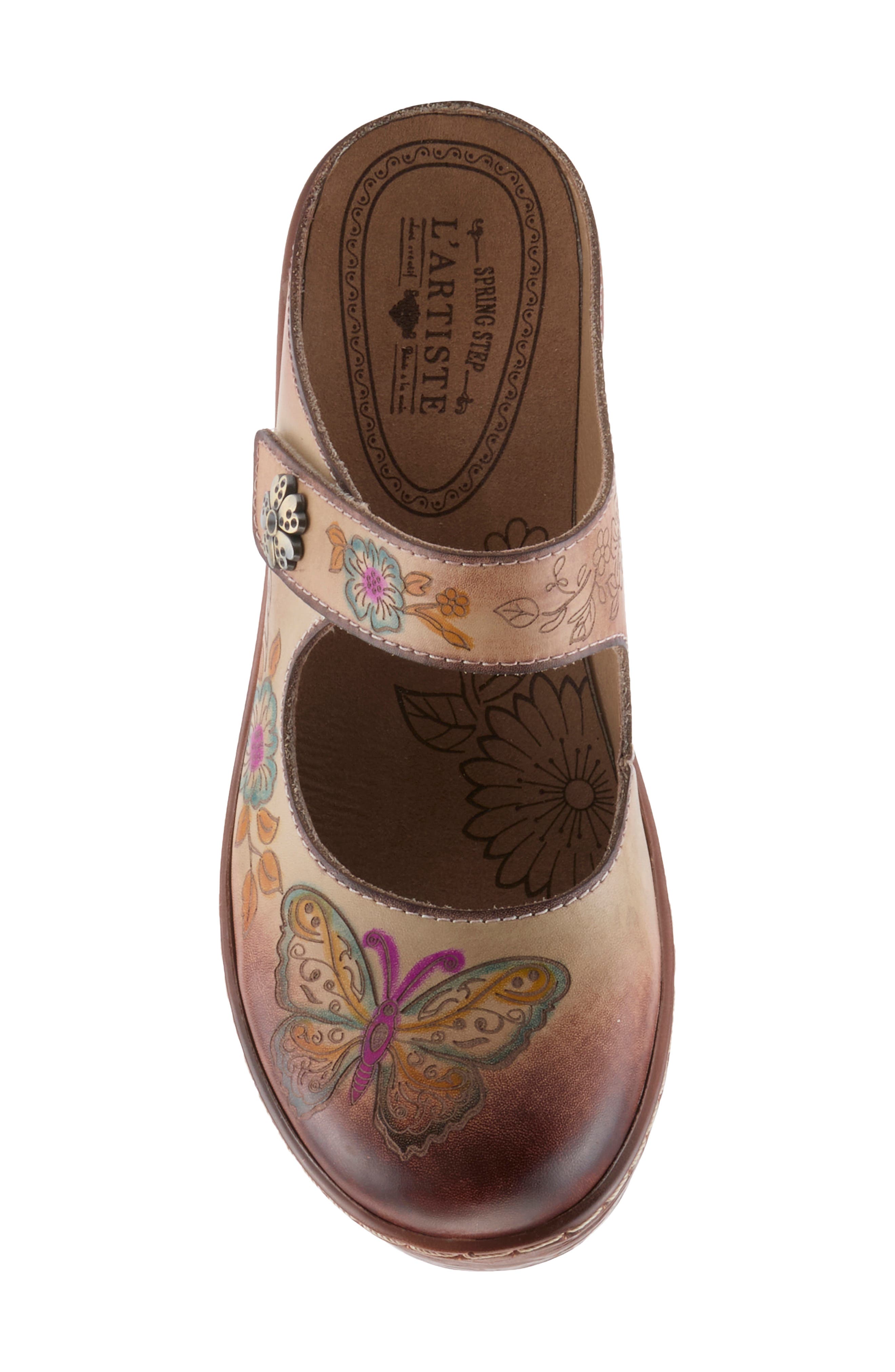 Tinydance Leather Clog, Alternate, color, BEIGE MULTI