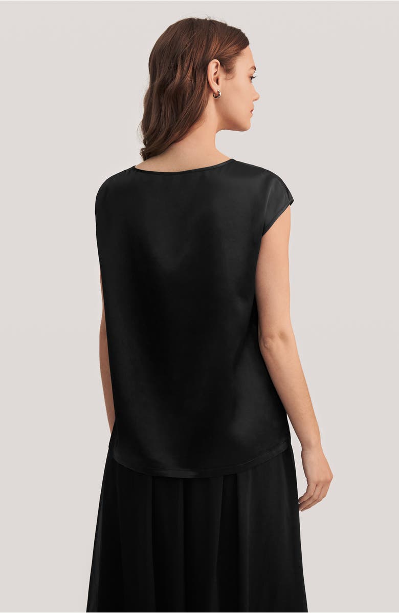 Lilysilk Basic Cap Sleeves Silk Tee, Alternate, color, Black