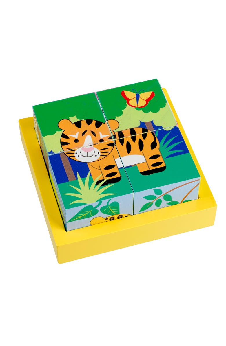 ORANGE TREE TOYS Jungle Animals Four Blocks Puzzle, Wooden, Toddlers & Kids, Alternate, color, Multicolored