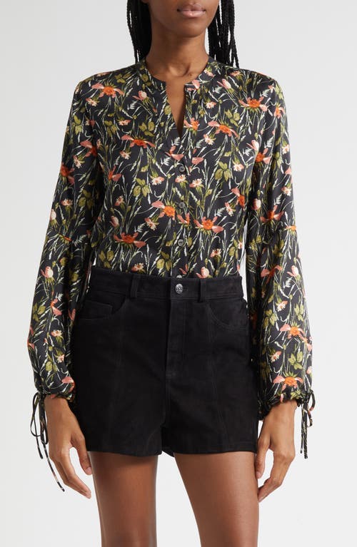 Cinq À Sept Windswept Meadow Rosella Button-up Shirt In Black