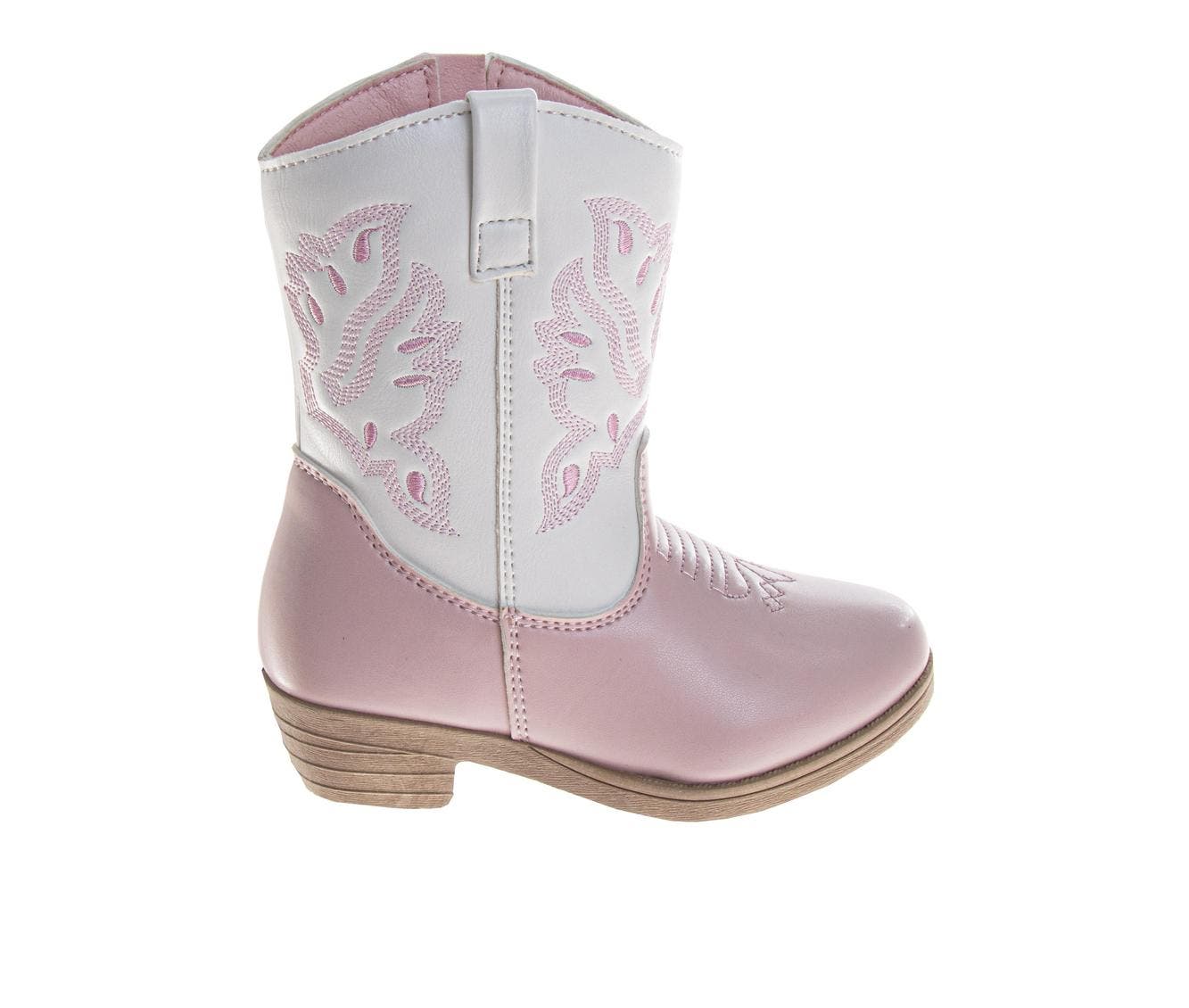 Laura Ashley Girls' Western Boots  Stylish TwoTone with Embroidered Detail, Alternate, color, White/Pink