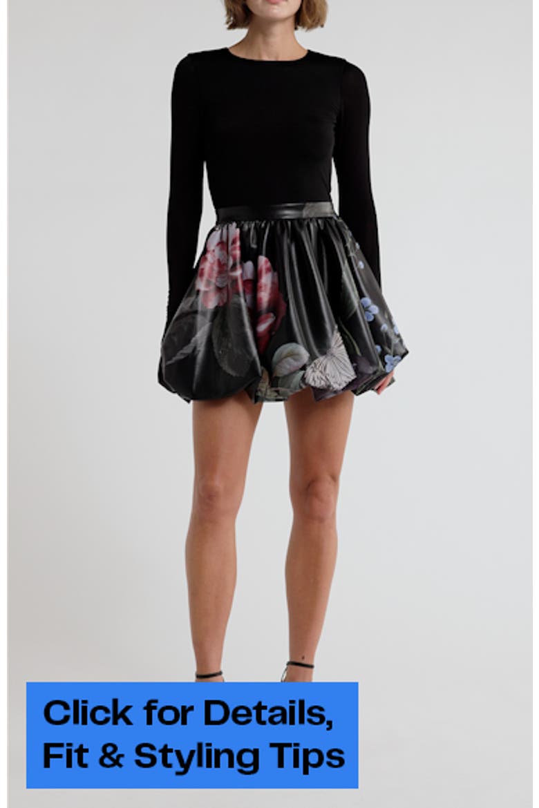chara long sleeve mesh & faux leather mini dress ALICE + OLIVIA Chara Long-Sleeve Faux-Leather Minidress
