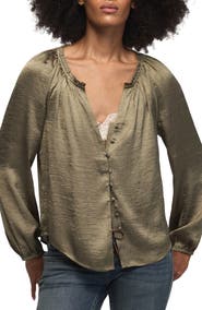 Lucky Brand Hammered Satin Peasant Top