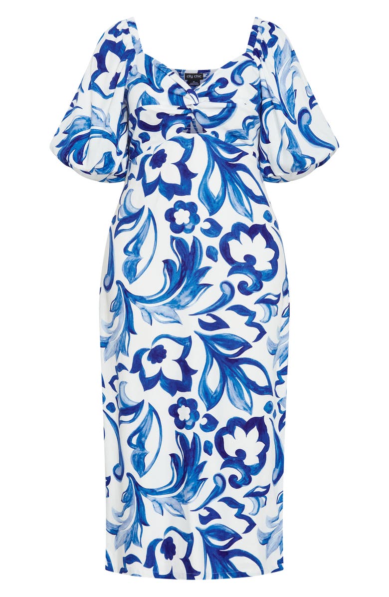 City Chic Nala Print Off the Shoulder Dress, Alternate, color, Santorini Prt