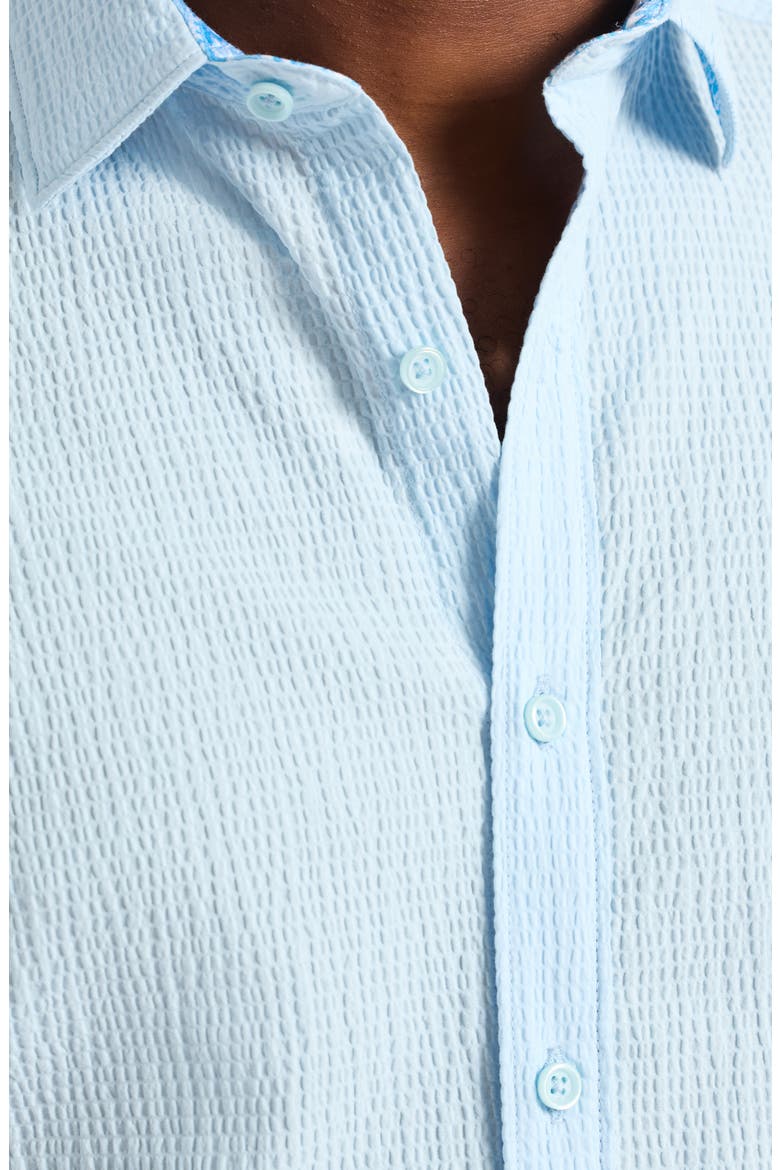 Harbor Short Sleeve Stretch Cotton Button-Up Shirt, Alternate, color, LIGHT BLUE
