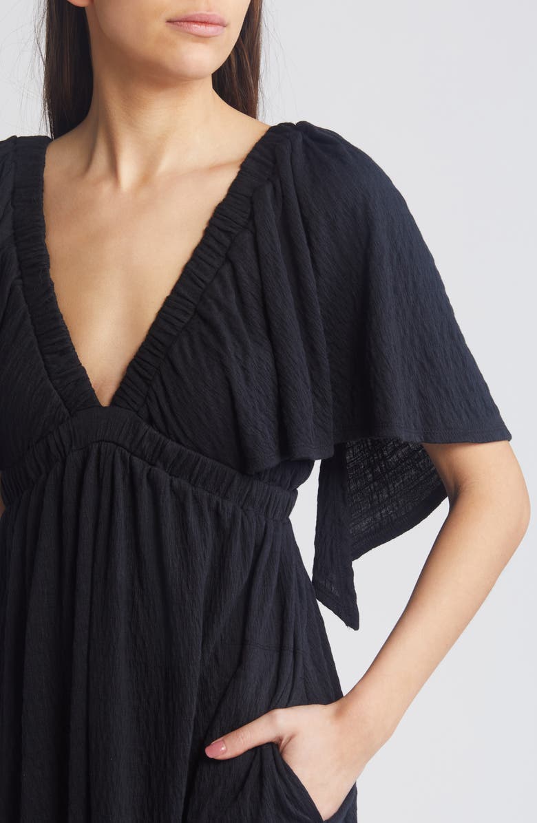 Free People La La Flutter Sleeve Romper, Alternate, color,