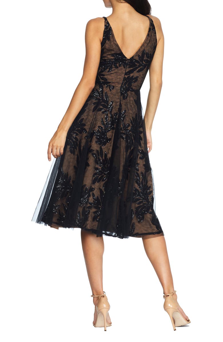 Dress the Population Courtney Sequin Lace Cocktail Dress, Alternate, color, Black-Nude