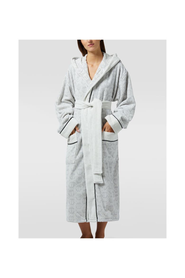 Hooded Bathrobe Pp Unisex, Main, color, white