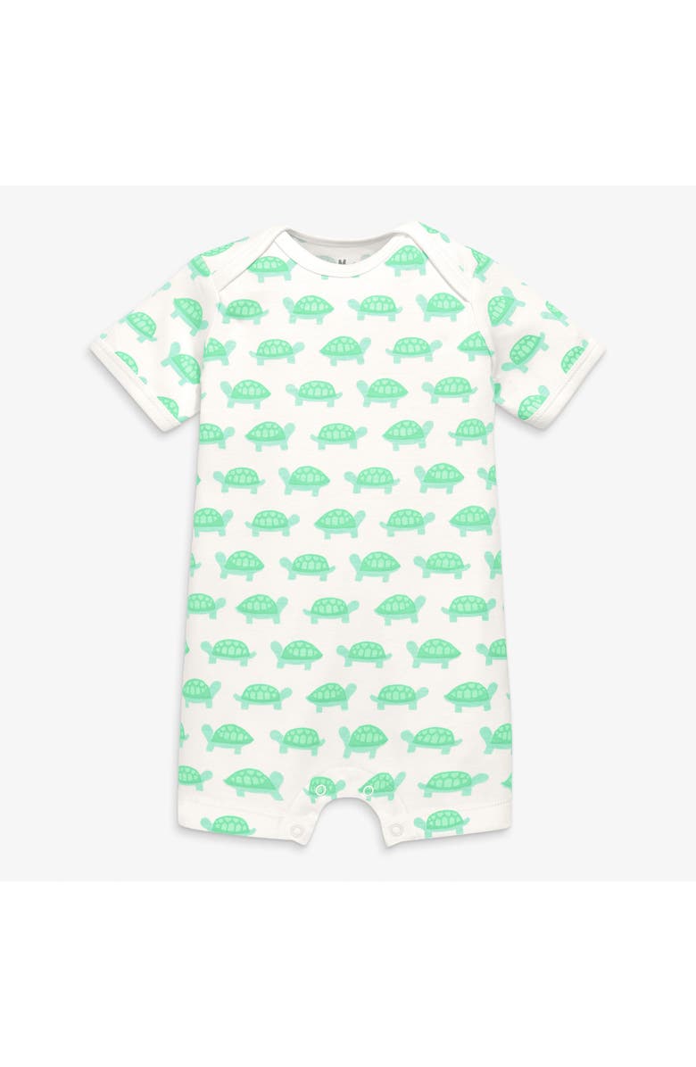 Primary Organic Animal Friends Babysuit Shortie, Main, color, Clover Baby Turtles