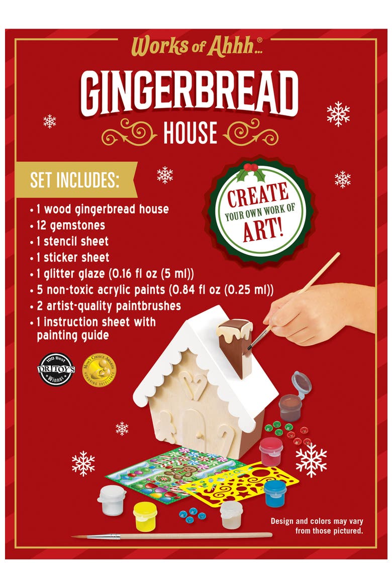 Gingerbread House Wood Paint Set, Alternate, color, Multicolor