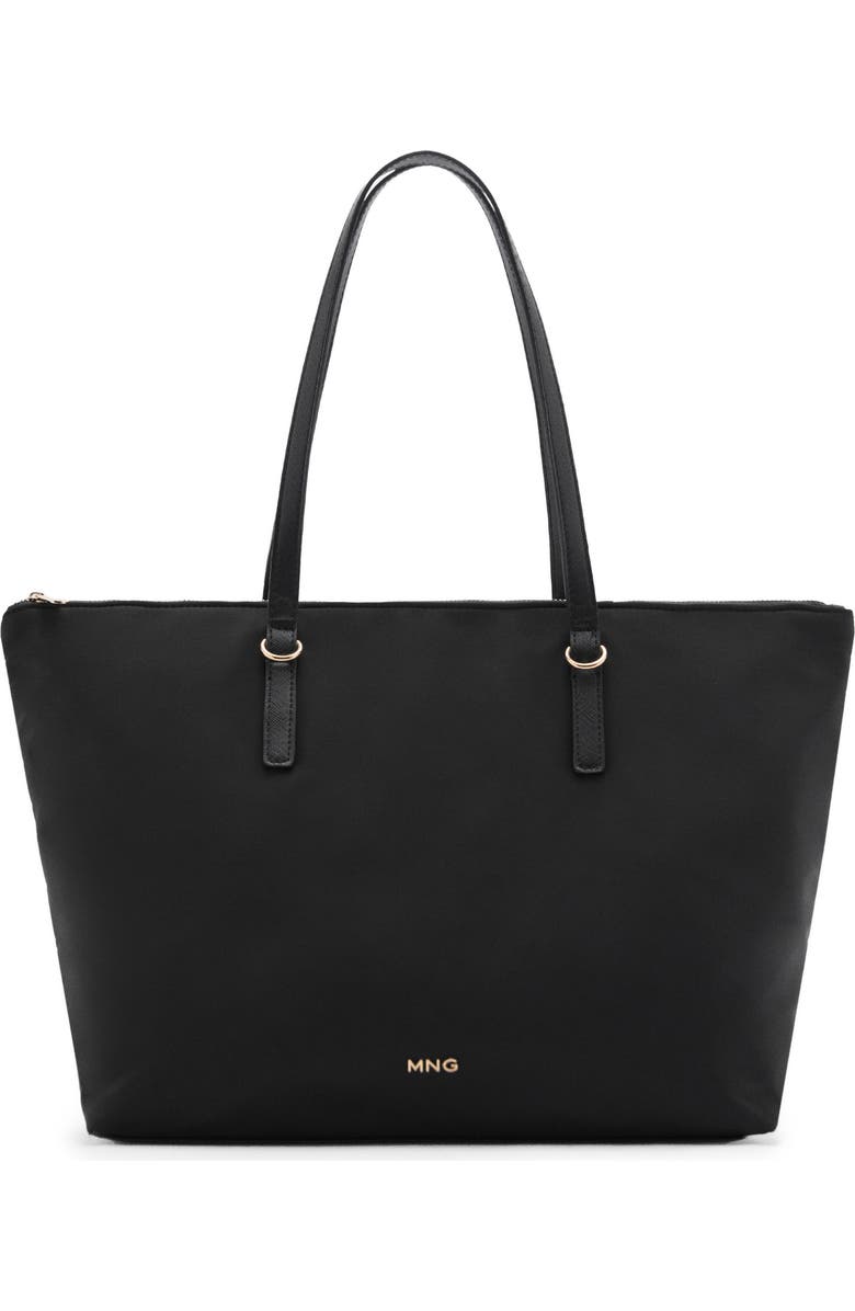 MANGO Nylon Shopper Bag, Main, color, Black