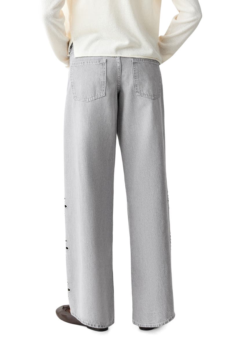 MANGO TEEN Floral Embroidered Straight Leg Jeans, Alternate, color, Denim Grey