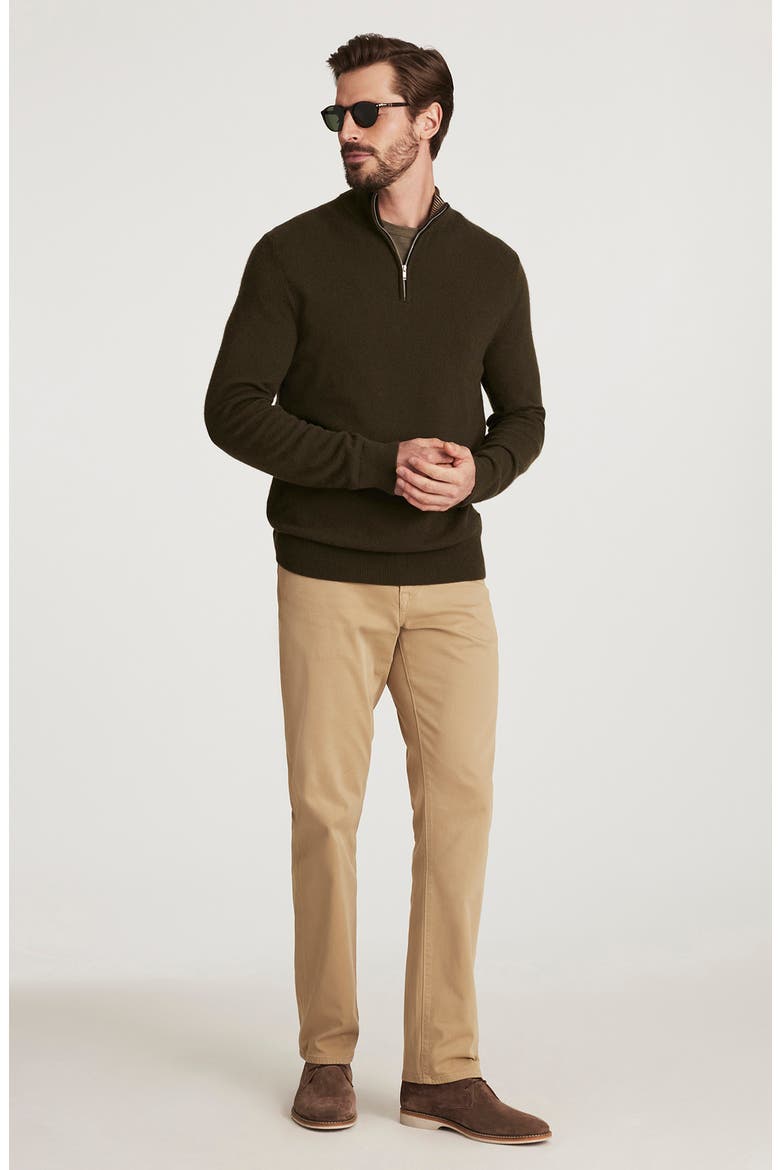 Cashmere, Silk & Wool Quarter Zip Sweater, Alternate, color, KHAKI