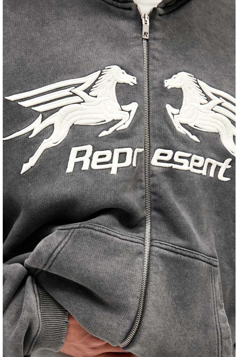 Pegasus Graphic Zip Hoodie, Alternate, color, VINTAGE GREY