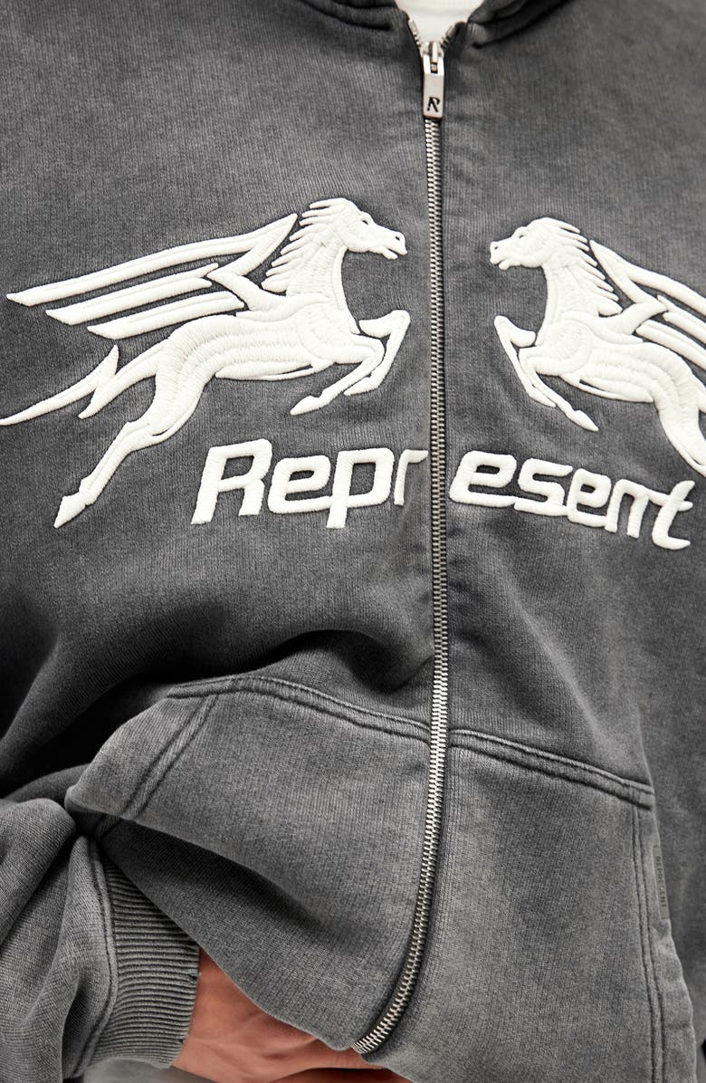 Represent Pegasus Graphic Zip Hoodie, Alternate, color, Vintage Grey