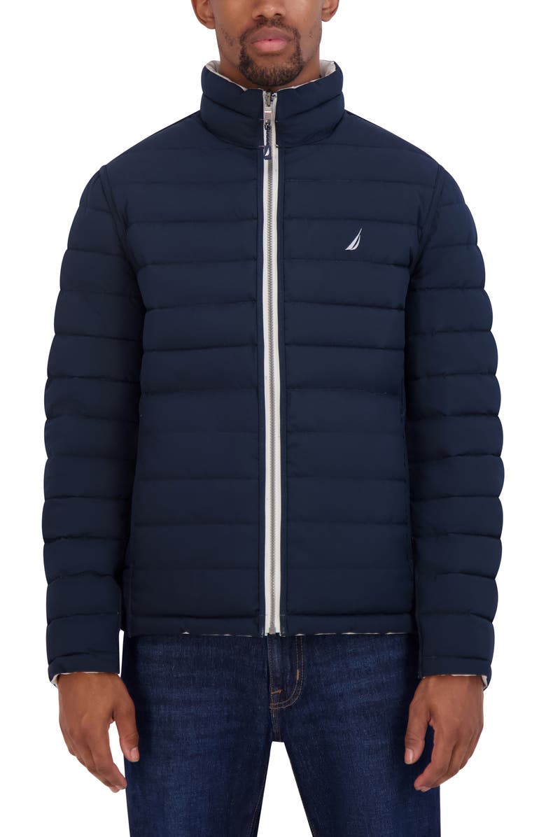 Nautica Water Resistant Reversible Puffer Jacket, Alternate, color, Cloud Grey