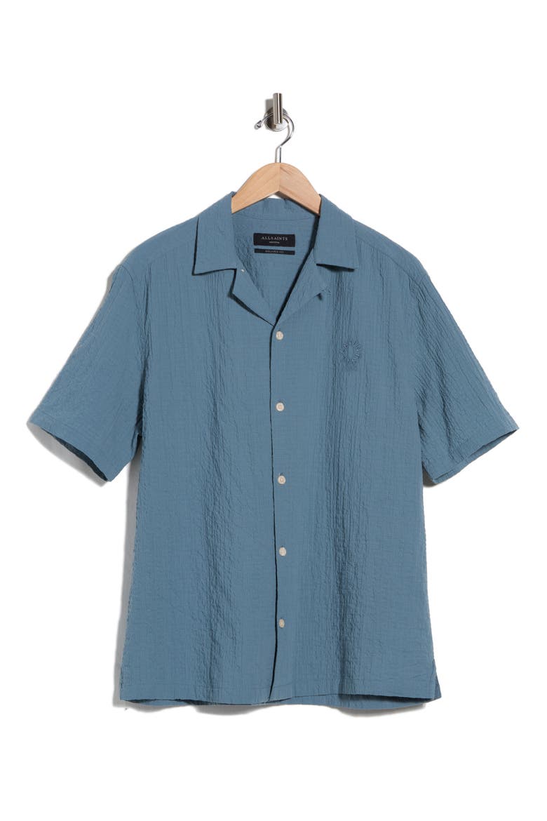 Brenne Stretch Organic Cotton Camp Shirt, Alternate, color, ERIS BLUE