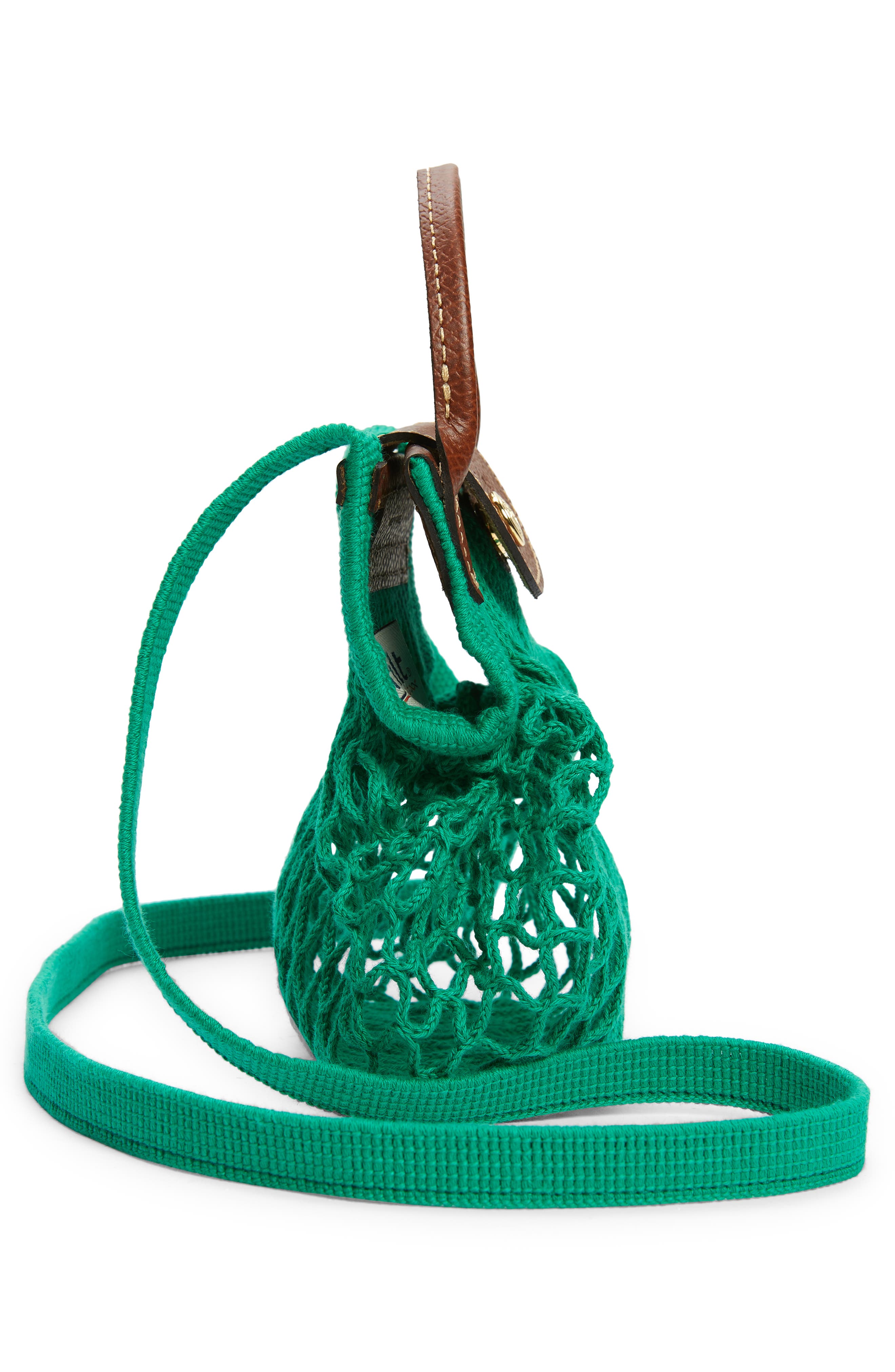 Le Pliage Extra Small Filet Knit Shoulder Bag, Alternate, color, GREEN