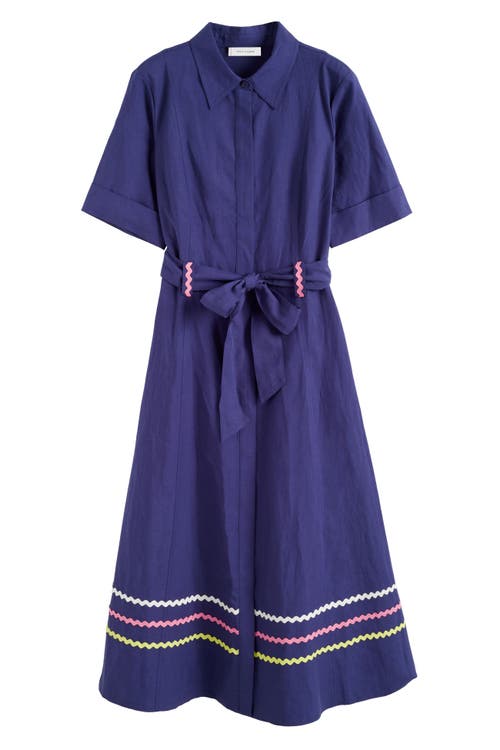 Chinti & Parker Starboard Linen Blend Dress In Admiral Blue