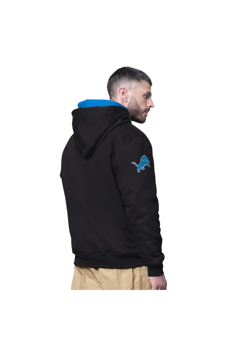 STARTER Men's Starter Black Detroit Lions Big Shot Full-Zip Double Hoodie, Alternate, color, Black