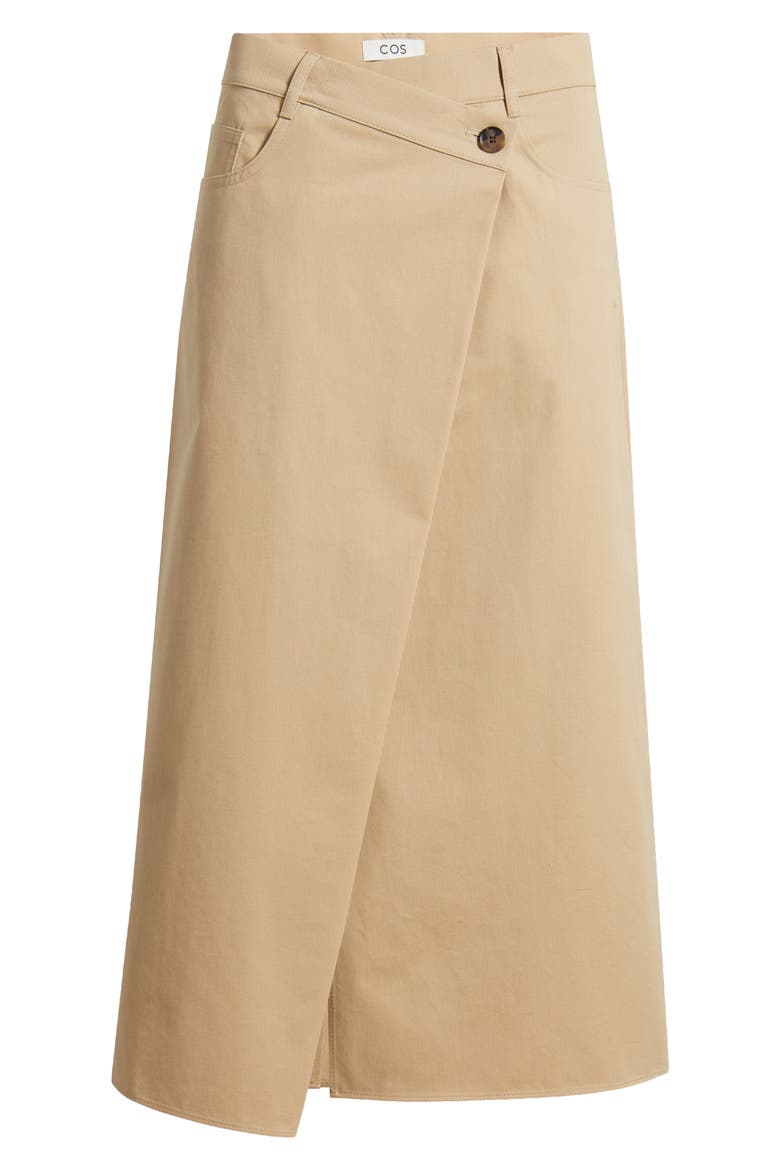 Asymmetric Organic Cotton Midi Skirt, Alternate, color, BEIGE