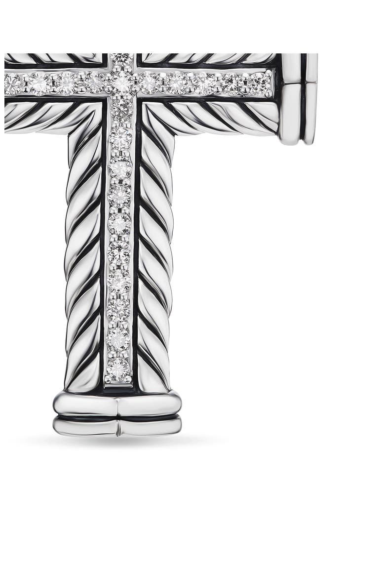 Chevron Cross Pendant in Sterling Silver with Diamonds, Alternate, color, STERLING SILVER