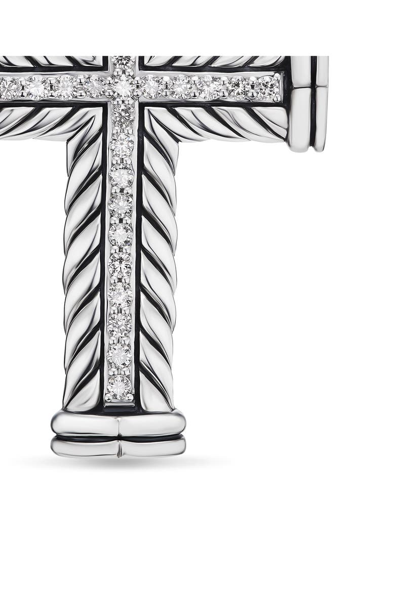 David Yurman Chevron Cross Pendant in Sterling Silver with Diamonds, Alternate, color, Sterling Silver