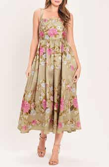 Floral Jacquard Fit & Flare Midi Dress