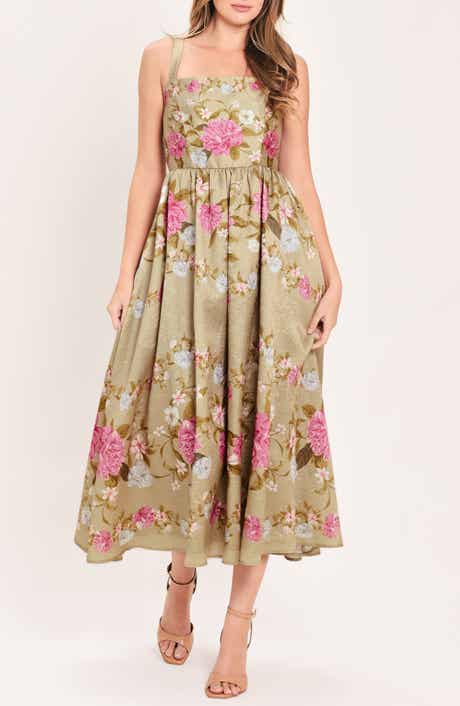 Floral Jacquard Fit & Flare Midi Dress