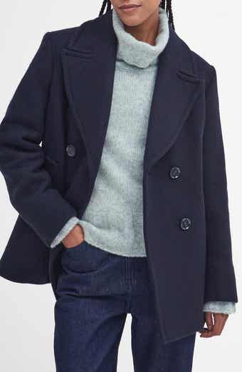 Barbour Ingrid Double Breasted Wool Blend Peacoat