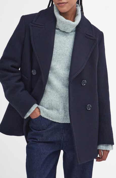 Barbour Ingrid Double Breasted Wool Blend Peacoat