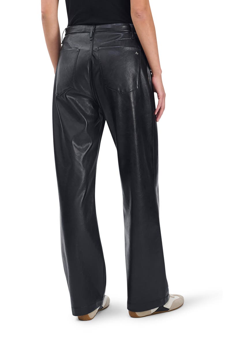Phoebe Faux Leather Drawstring Wide Leg Pants, Alternate, color, BLACK