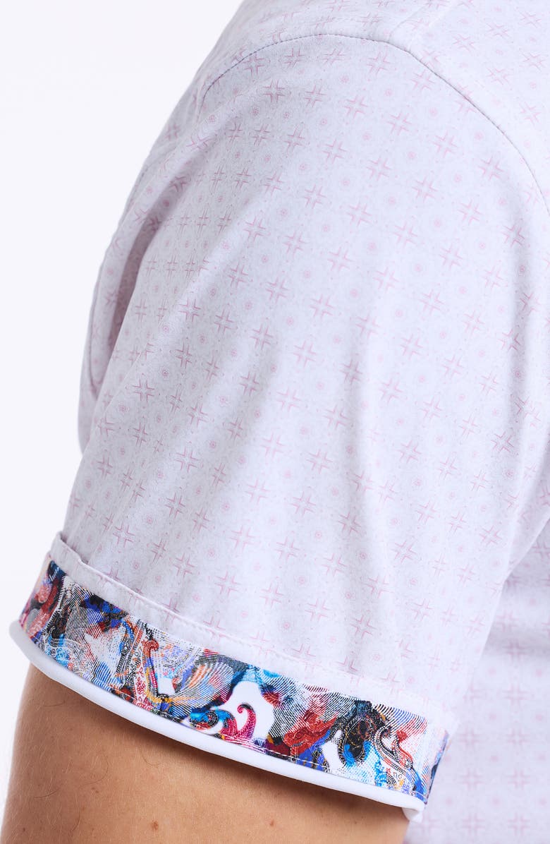 Robert Graham Brompton Knit Short Sleeve Button-Up Shirt, Alternate, color, Lilac