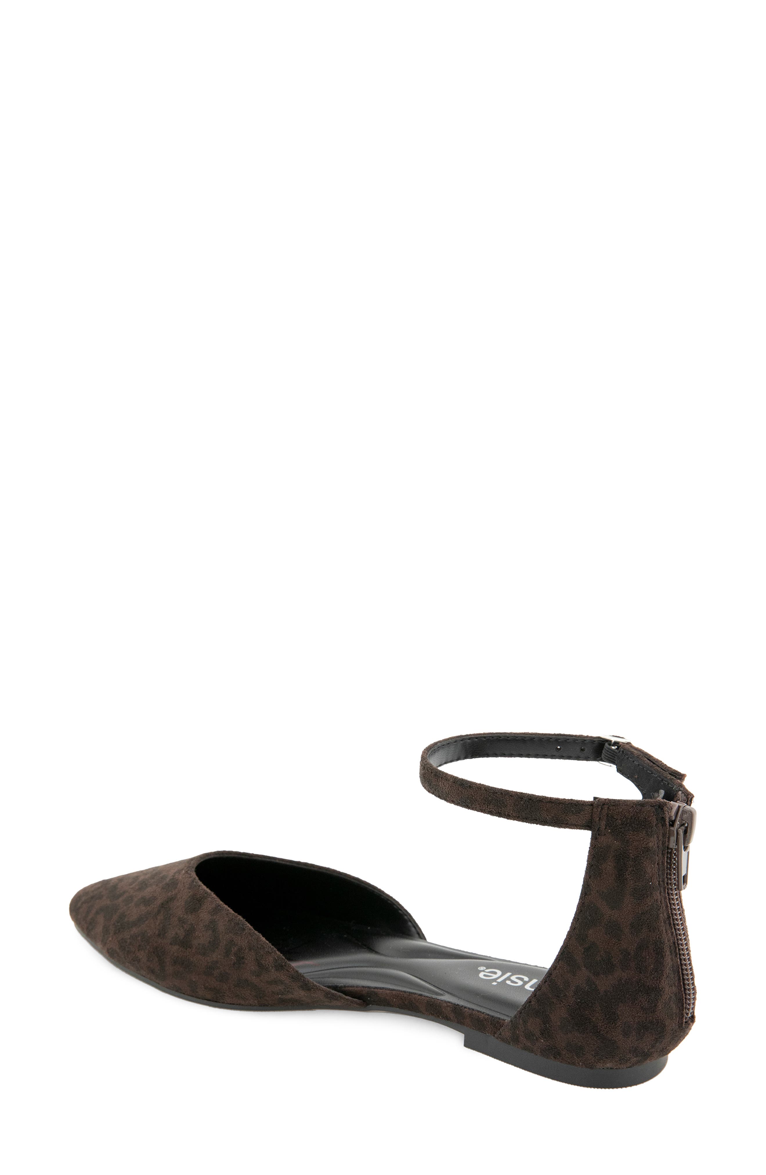 Gaeta Ankle Strap Pointed Toe Flat, Alternate, color, ESPRESSO LEOPARD