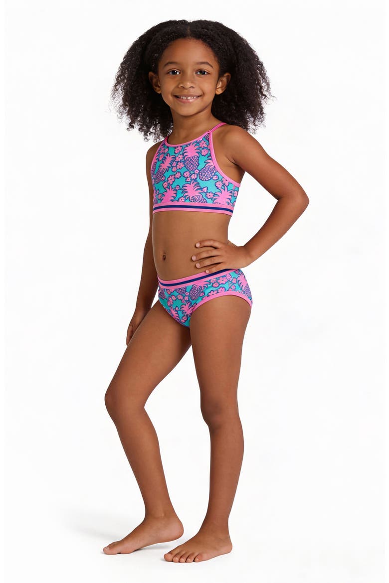 Kids' Pineapple Print Two-Piece Swimsuit, Alternate, color, AQUA PINEAPPLE