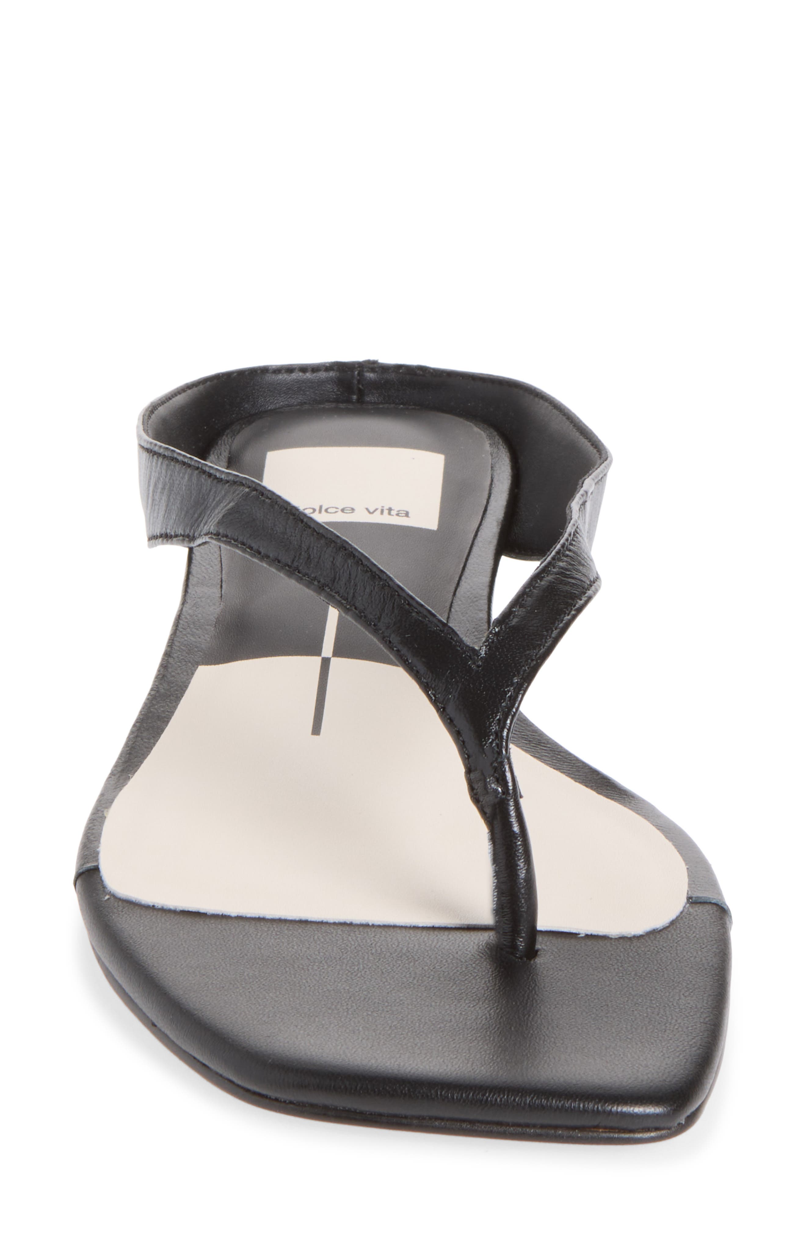 Gizel Wedge Thong Sandal, Alternate, color, BLACK LEATHER
