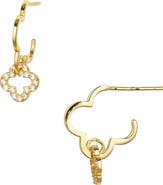 ARGENTO VIVO Double Clover Pavé Open Hoop Earrings